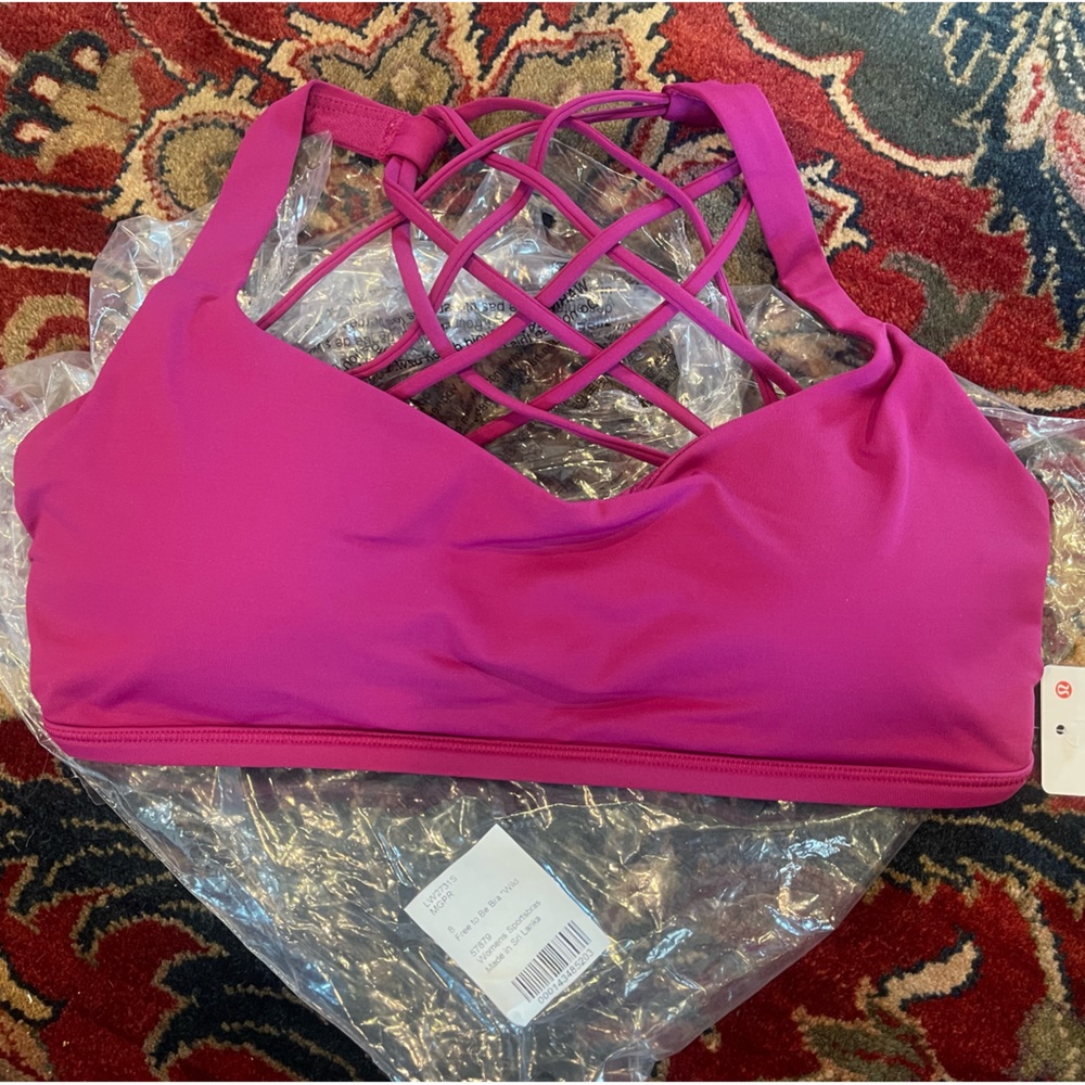 Fuschia lululemon free to be bra (8)